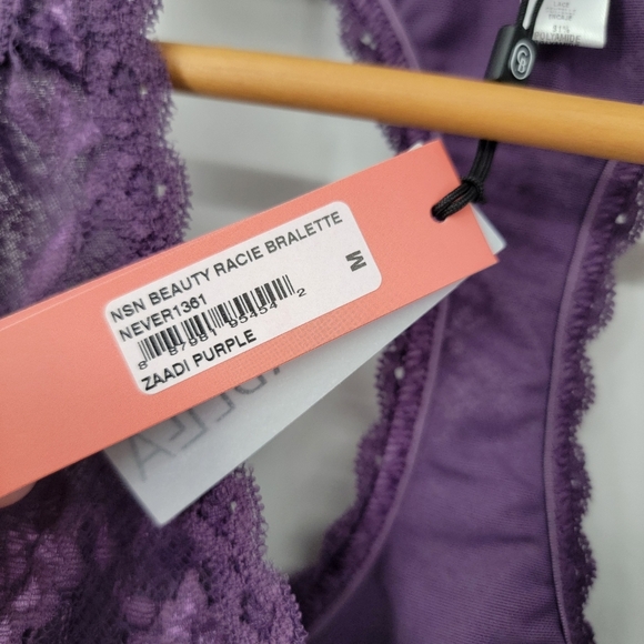 Cosabella Never Say Never Racerback Bralette Size Medium Zaadi Purple Lace - Picture 6 of 12